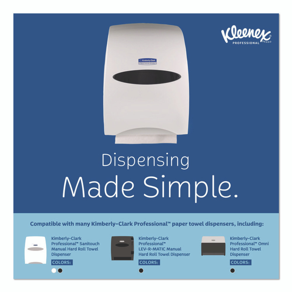 KIMBERLY-CLARK PROFESSIONAL Kleenex® 01080 Universal Hard Roll Paper Towels with Premium Absorbency Pockets, 1-Ply, 8" x 425 ft, 1.5" Core, White, 12 Rolls/Carton