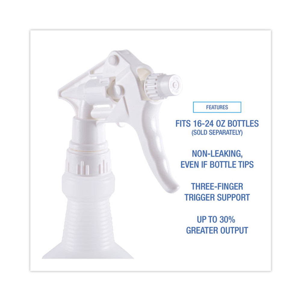 BOARDWALK 58108 Trigger Sprayer 250, 8" Tube, Fits 16-24 oz Bottles, White, 24/Carton