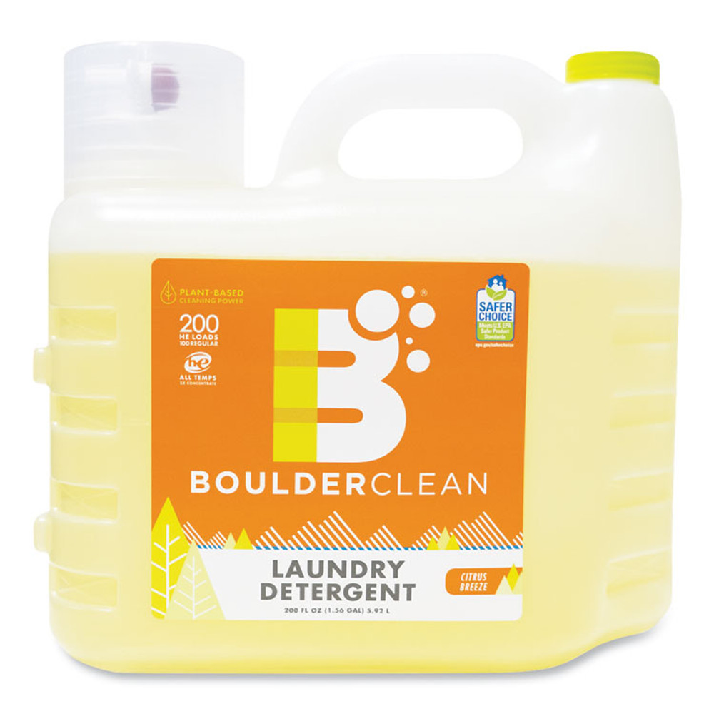 1908 BRANDS Boulder Clean 003038EA Liquid Laundry Detergent, Citrus Breeze, 200 HE Loads, 200 oz Bottle