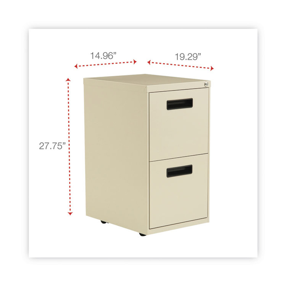 ALERA PAFFPY File Pedestal, Left or Right, 2 Legal/Letter-Size File Drawers, Putty, 14.96" x 19.29" x 27.75"