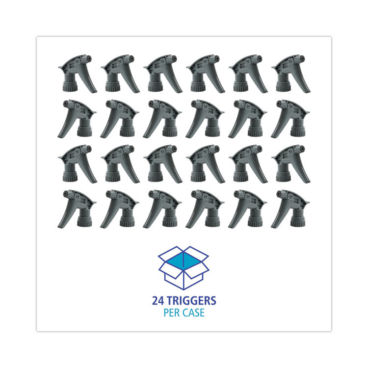 BOARDWALK 72108 Chemical-Resistant Trigger Sprayer 320CR, 7.25" Tube, Fits 16 oz Bottles, Gray, 24/Carton