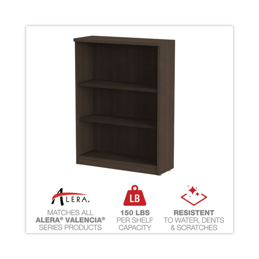 ALERA VA634432ES Alera Valencia Series Bookcase, Three-Shelf, 31.75w x 14d x 39.38h, Espresso