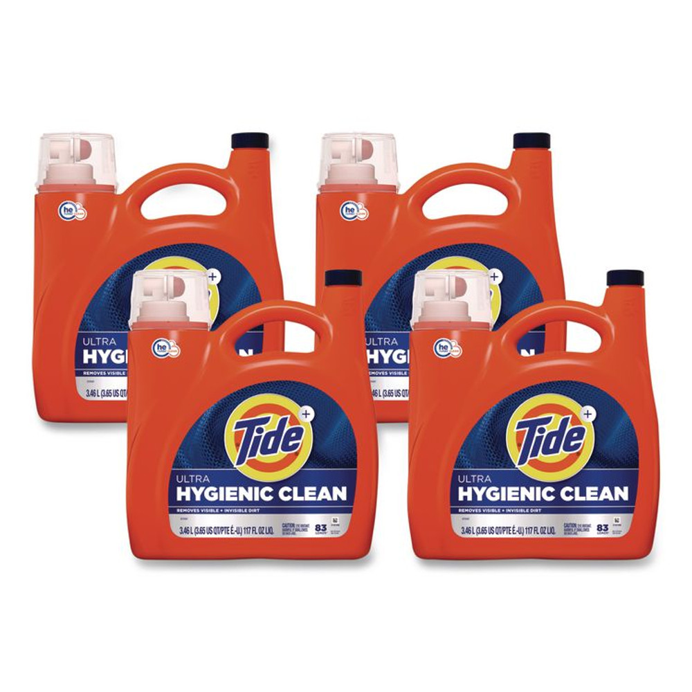 PROCTER & GAMBLE Tide® 12216 Hygienic Clean Heavy 10x Duty HE Liquid Laundry Detergent, Original Scent, 117 oz Pour Bottle, 4/Carton