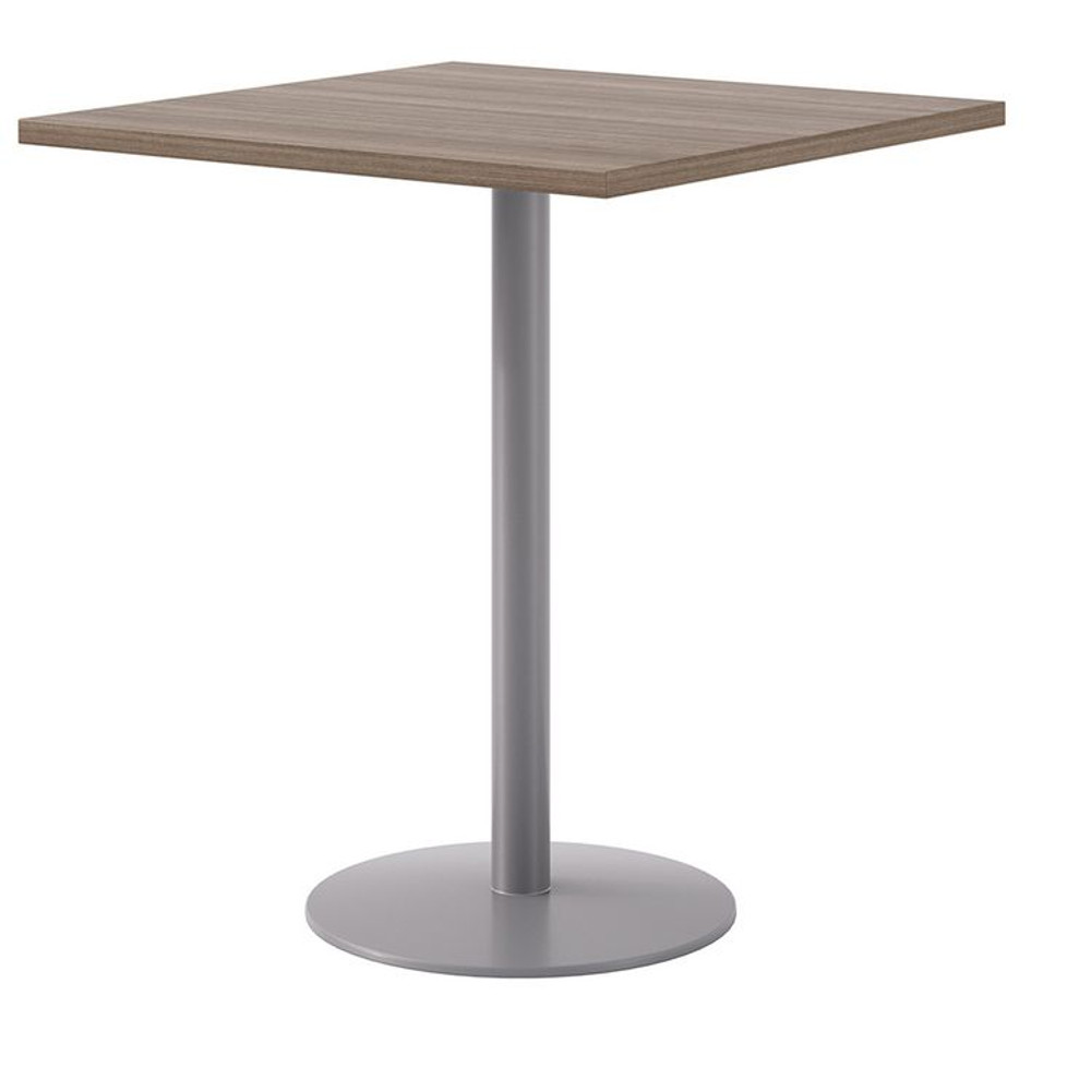 KFI STUDIOS 811774039925 Pedestal Bistro Table with Four Natural Jive Series Barstools, Square, 36 x 36 x 41, Studio Teak