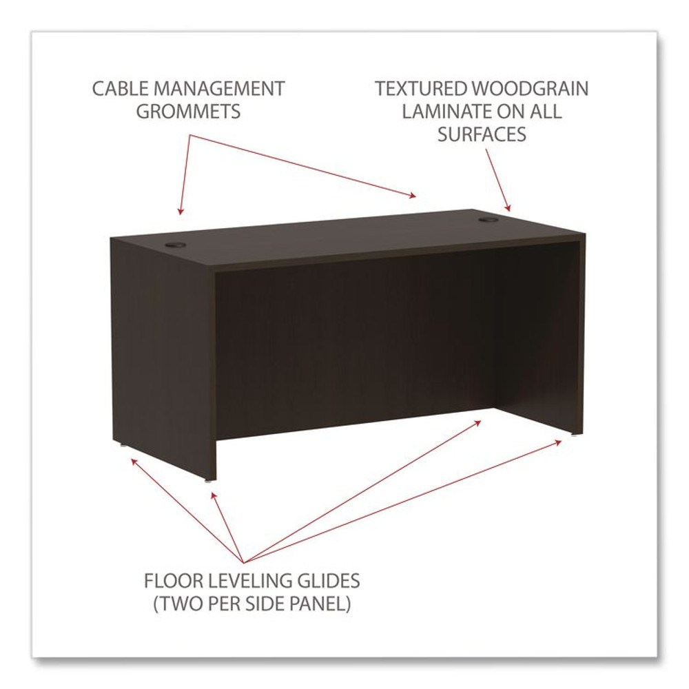ALERA VA216030ES Alera Valencia Series Straight Front Desk Shell, 59.13" x 29.5" x 29.63", Espresso