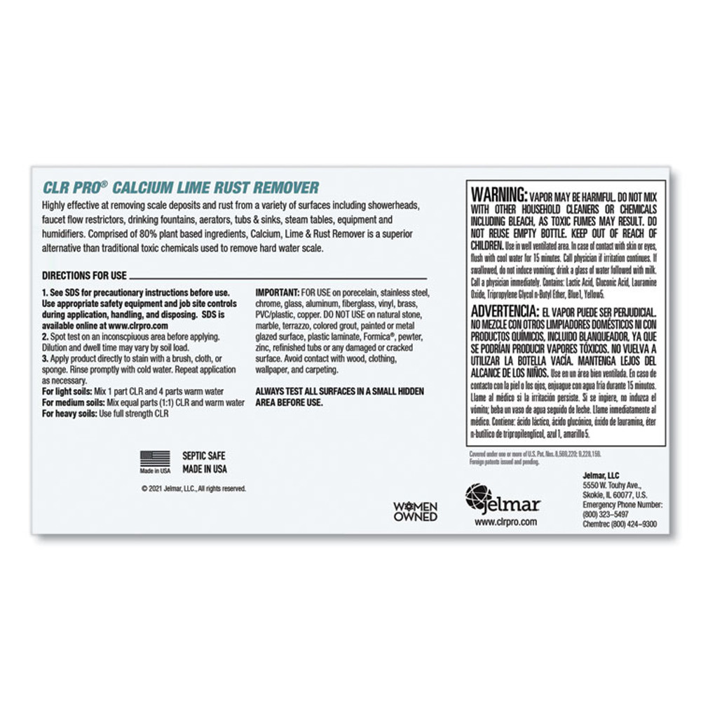 JELMAR, LLC CLR PRO® CL-4PRO Calcium, Lime and Rust Remover, 1 gal Bottle, 4/Carton