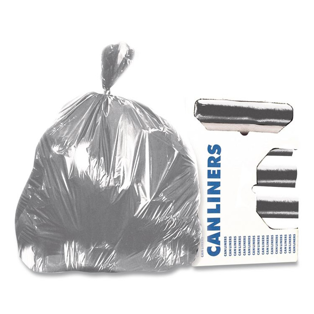 HERITAGE Z7660WS High-Density Waste Can Liners, 60 gal, 22 mic, 38" x 60", Silver, 150/Carton