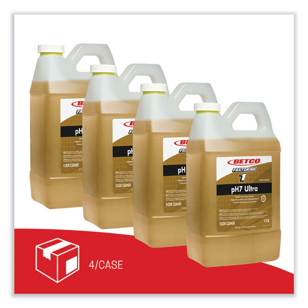 BETCO CORPORATION 1784700 pH7 Ultra Neutral Cleaner, Lemon Scent, 2 L Bottle, 4/Carton