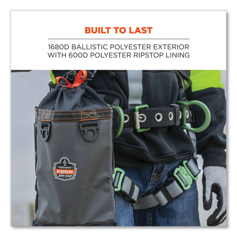 TENACIOUS HOLDINGS, INC. ergodyne® 13428 Arsenal 5928 Topped Bolt Bag Tool Pouch, Tall, 5 x 10 x 13, Ballistic Polyester, Black/Gray