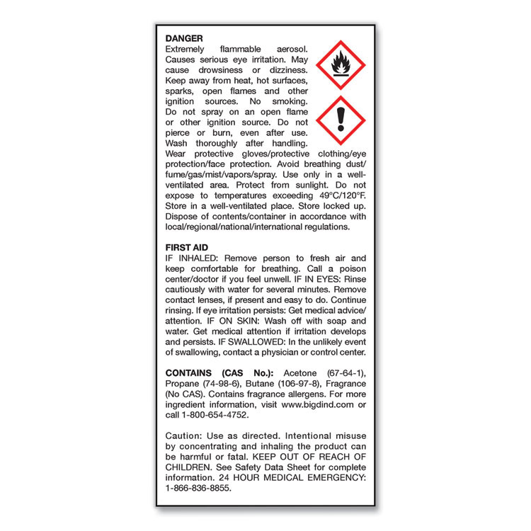 BIG D Industries 344 Odor Control Fogger, Mountain Air Scent, 5 oz Aerosol Spray, 12/Carton