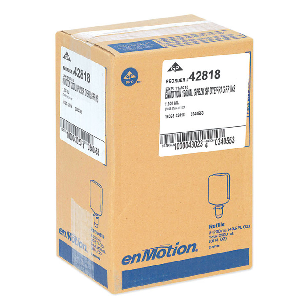 GEORGIA PACIFIC Professional 42818 GP enMotion Automated Touchless Antimicrobial Foam Soap Refill, Unscented, 1,200 mL, 2/Carton