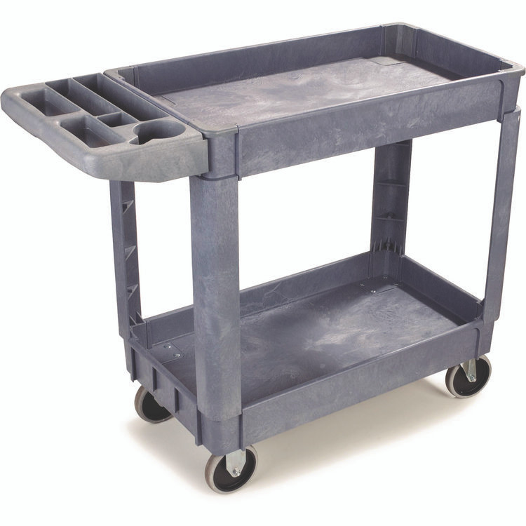 BOARDWALK 4024UC GRA Two-Shelf Utility Cart, Plastic, 2 Shelves, 500 lb Capacity, 17.25" x 40" x 33.5", Gray