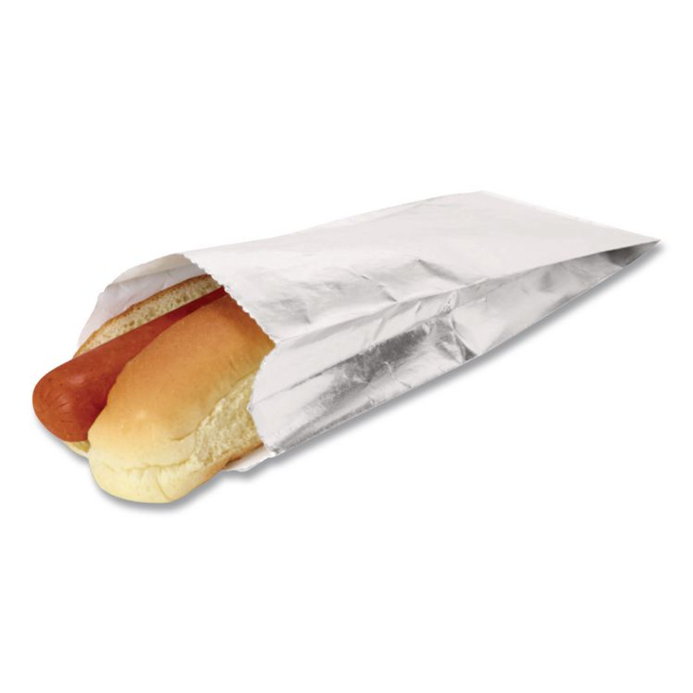 BAGCRAFT 300456 Foil Single-Serve Bags, Unlabeled Hot Dog, 3.5" x 1.5" x 8.5", Silver, 1,000/Carton
