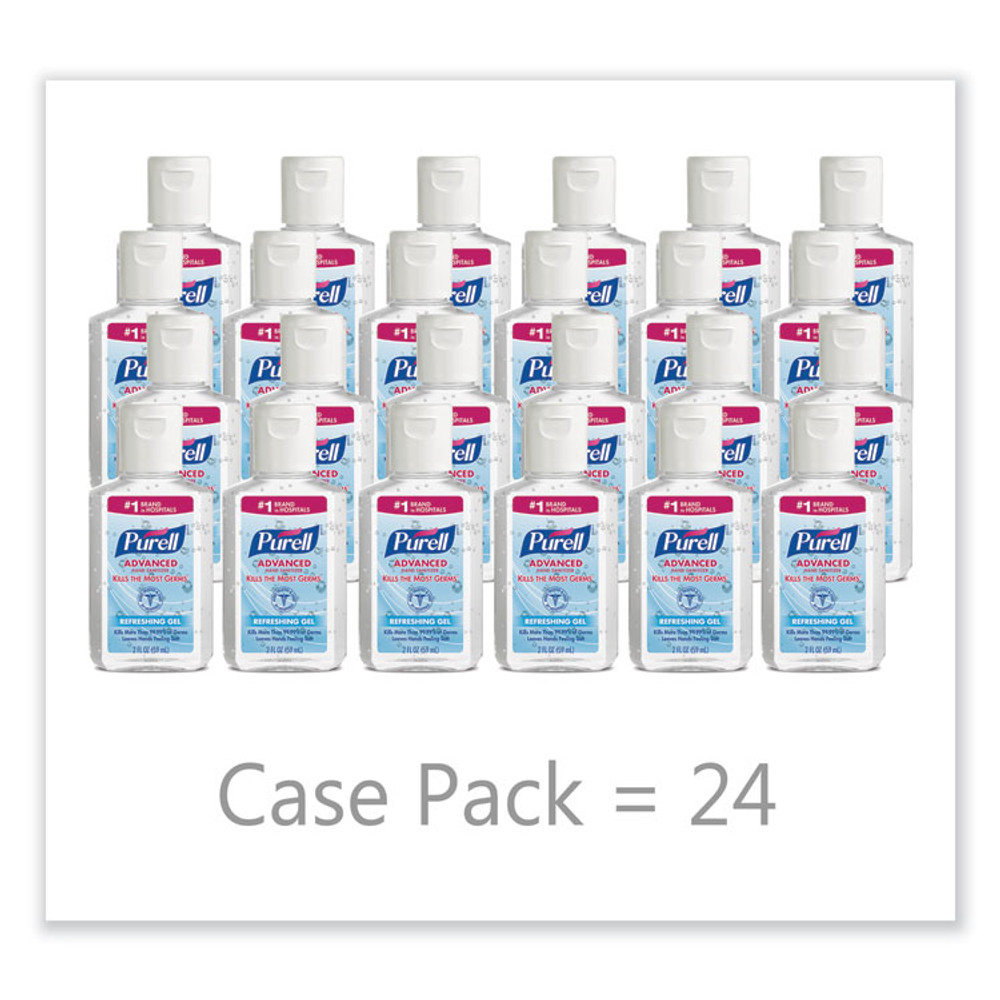 GO-JO INDUSTRIES PURELL® 960524 Advanced Hand Sanitizer Refreshing Gel, 2 oz, Flip-Cap Bottle, Clean Scent, 24/Carton