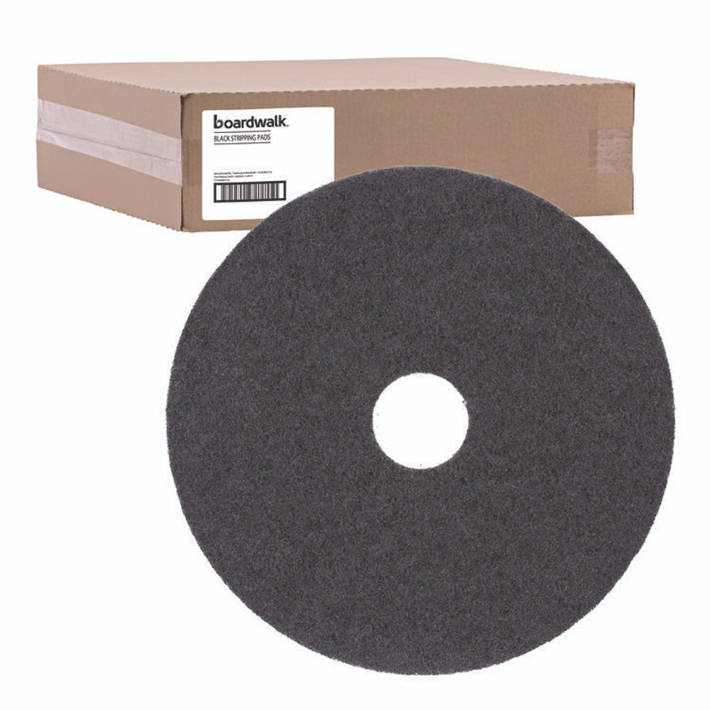 BOARDWALK 4012BLA Stripping Floor Pads, 12" Diameter, Black, 5/Carton