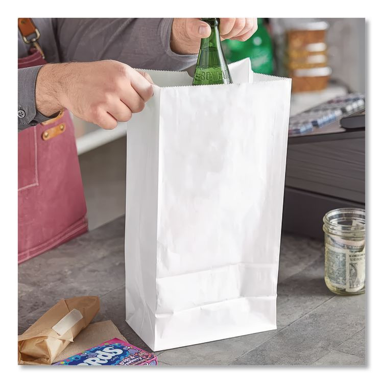 ROSS & WALLACE PAPER PRODUCTS, INC. GW16-500 Grocery Paper Bags, 16# Size, 40# Basis Weight, 7.75" x 4.75" x 16", White, 500/Bundle