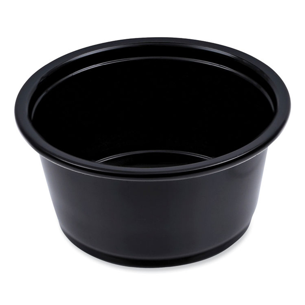 BOARDWALK PRTN2BL Souffle/Portion Cups, 2 oz, Plastic, Black, 125/Sleeve, 20 Sleeves/Carton