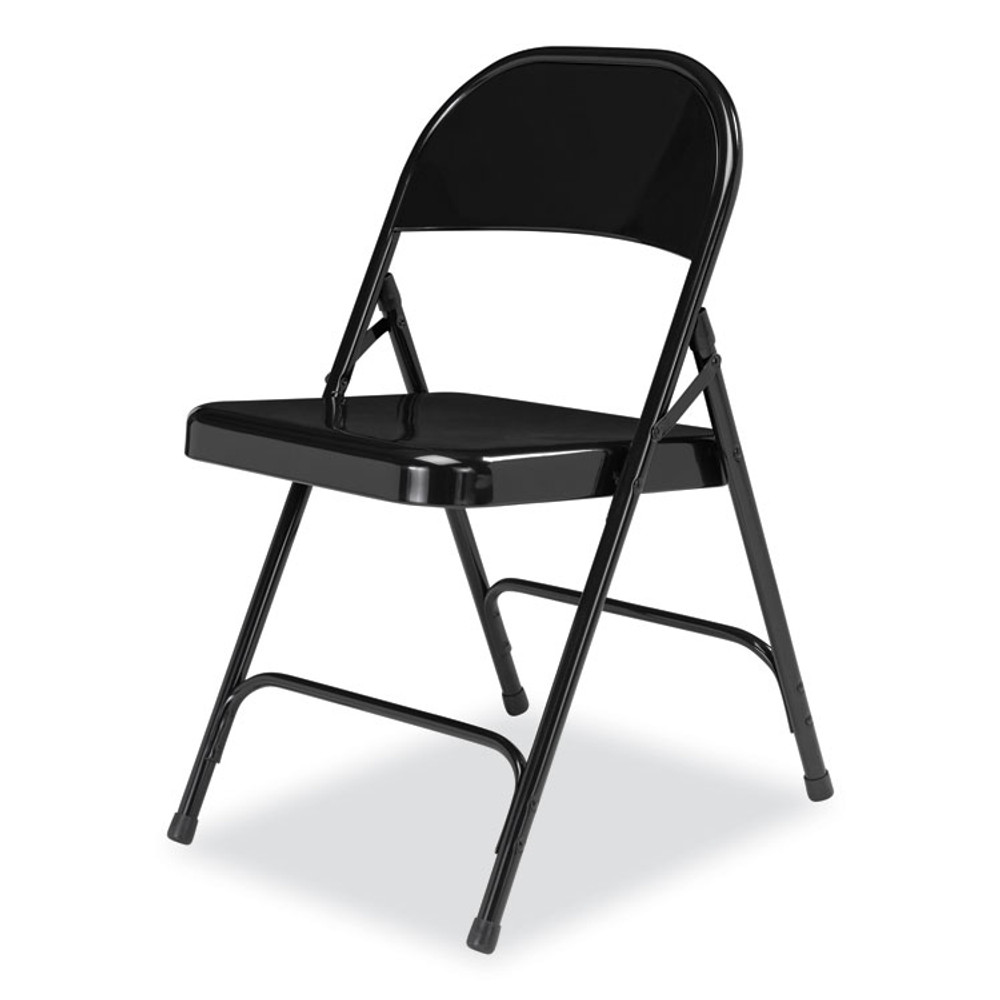 NATIONAL PUBLIC SEATING NPS® 510 50 Series All-Steel Folding Chair, Supports Up to 500 lb, 16.75" Seat Height, Black Seat, Black Back, Black Base, 4/Carton