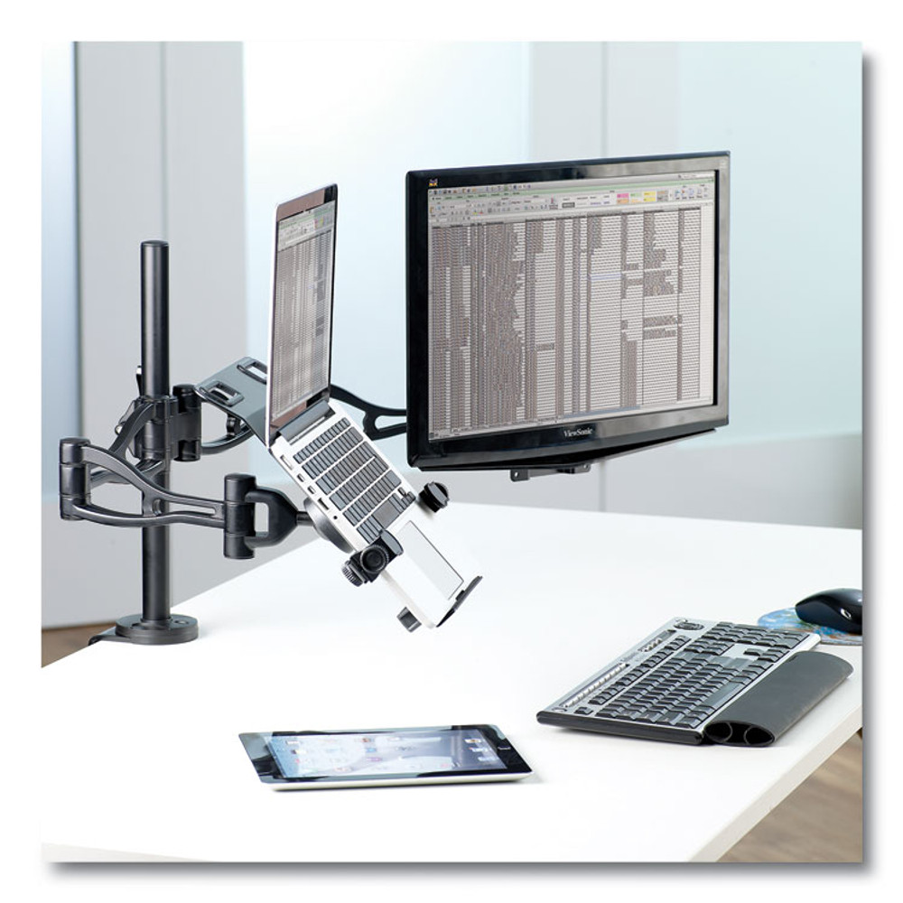 FELLOWES MFG. CO. 8041601 Professional Series Depth Adjustable Monitor Arm, 360 Degree Rotation, 37 Degree Tilt, 360 Degree Pan, Black, Supports 24 lb