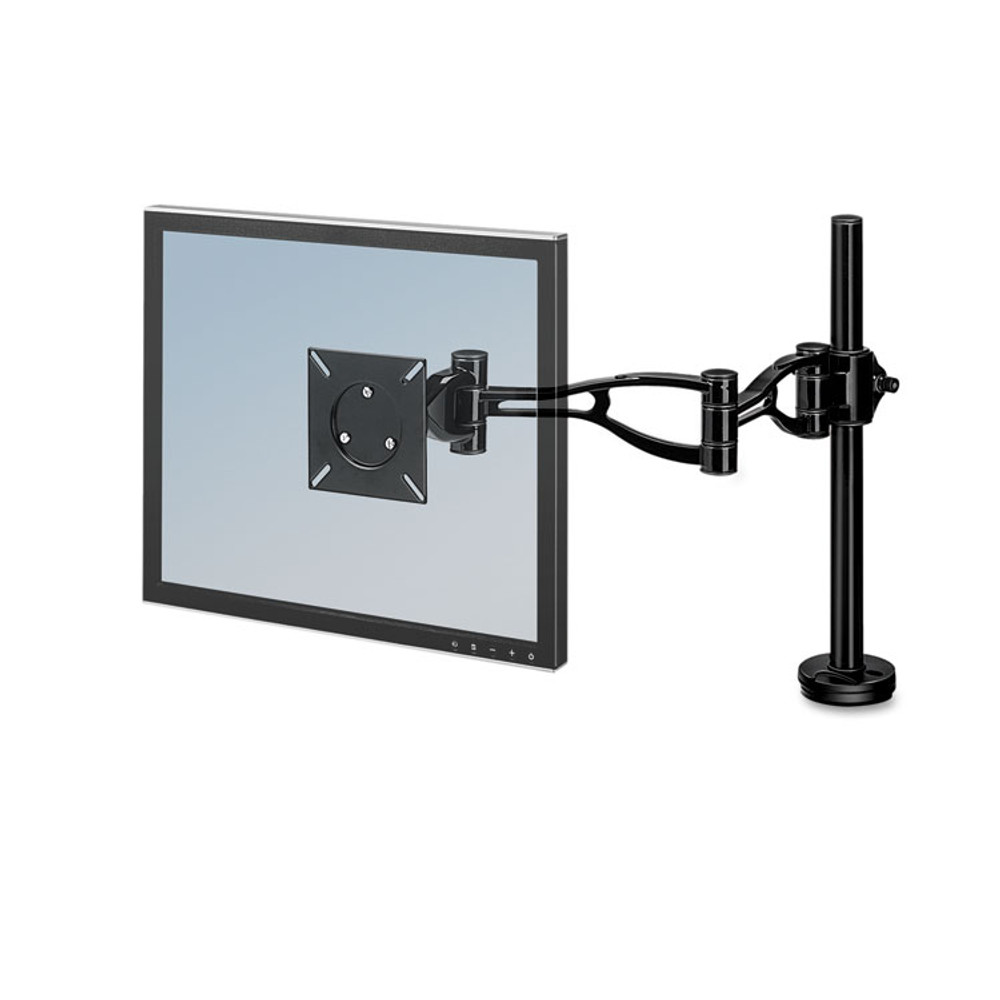 FELLOWES MFG. CO. 8041601 Professional Series Depth Adjustable Monitor Arm, 360 Degree Rotation, 37 Degree Tilt, 360 Degree Pan, Black, Supports 24 lb