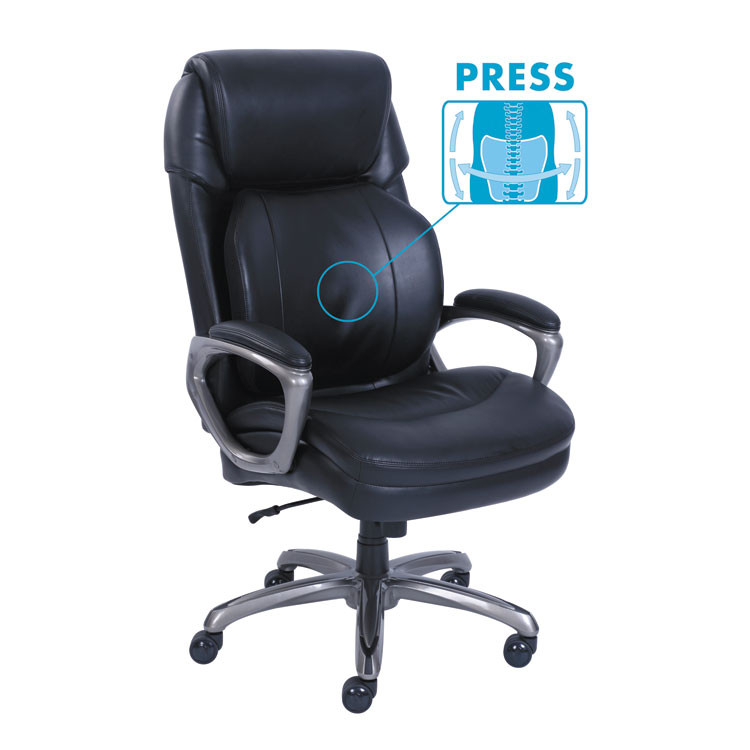 LF PRODUCTS PTE LTD SertaPedic® 48964 Cosset Big and Tall Executive Chair, Supports Up to 400 lb, 19" to 22" Seat Height, Black Seat/Back, Slate Base