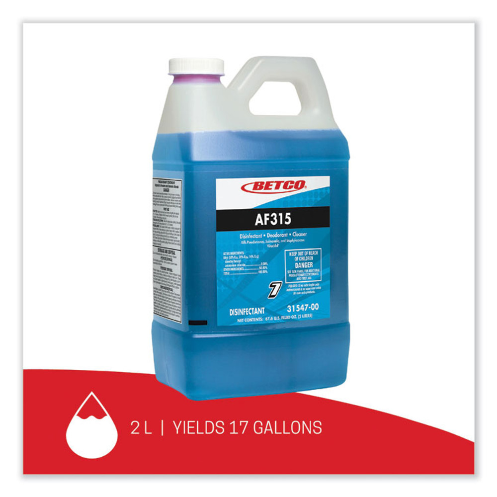 BETCO CORPORATION 3154700 AF315 Disinfectant Cleaner, Citrus Floral Scent, 2 L Bottle, 4/Carton