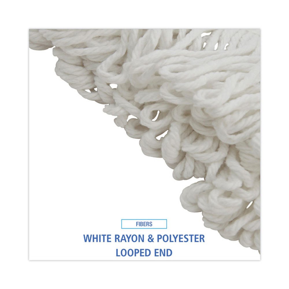 BOARDWALK 824R Mop Head, Lie-Flat Head, Rayon Fiber, 24oz, White, 12/Carton