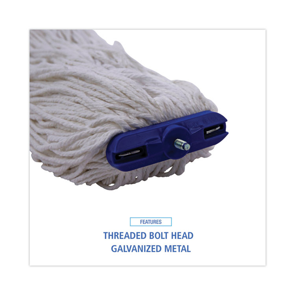 BOARDWALK 824R Mop Head, Lie-Flat Head, Rayon Fiber, 24oz, White, 12/Carton