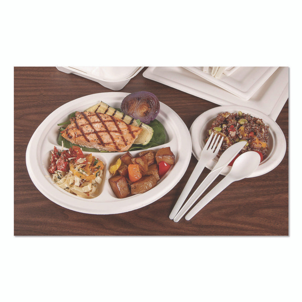 ECO-PRODUCTS,INC. EPS012W Plantware Compostable Cutlery, Fork, Plastic, White, 1,000/Carton