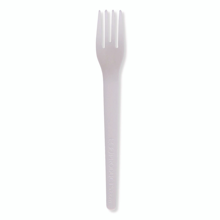 ECO-PRODUCTS,INC. EPS012W Plantware Compostable Cutlery, Fork, Plastic, White, 1,000/Carton