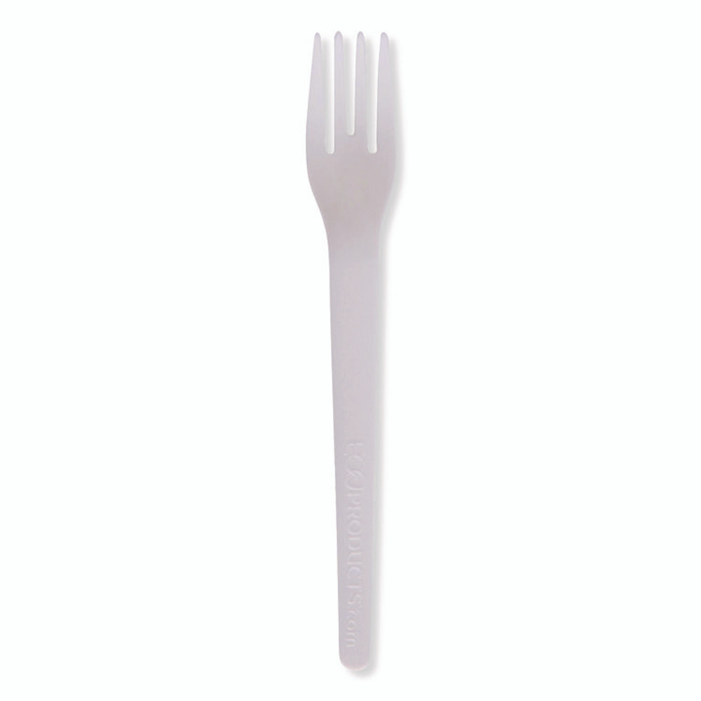 ECO-PRODUCTS,INC. EPS012W Plantware Compostable Cutlery, Fork, Plastic, White, 1,000/Carton