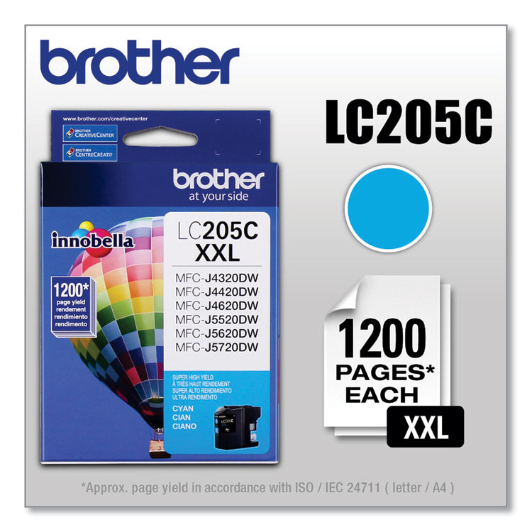 BROTHER INTL. CORP. LC205C LC205C Innobella Super High-Yield Ink, 1,200 Page-Yield, Cyan