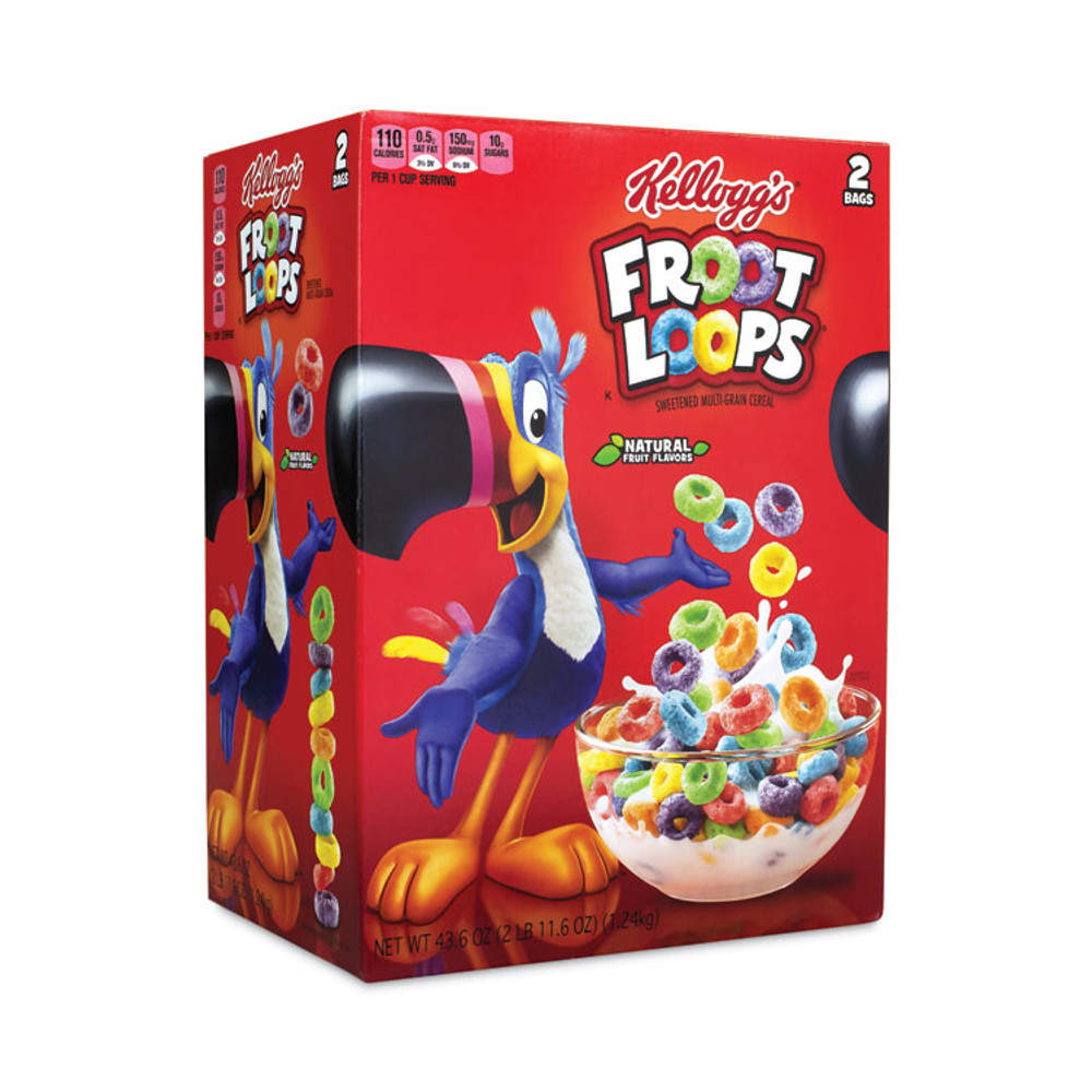 KELLOGG'S 22000900 Froot Loops Breakfast Cereal, 43 oz Bag, 2 Bags/Box