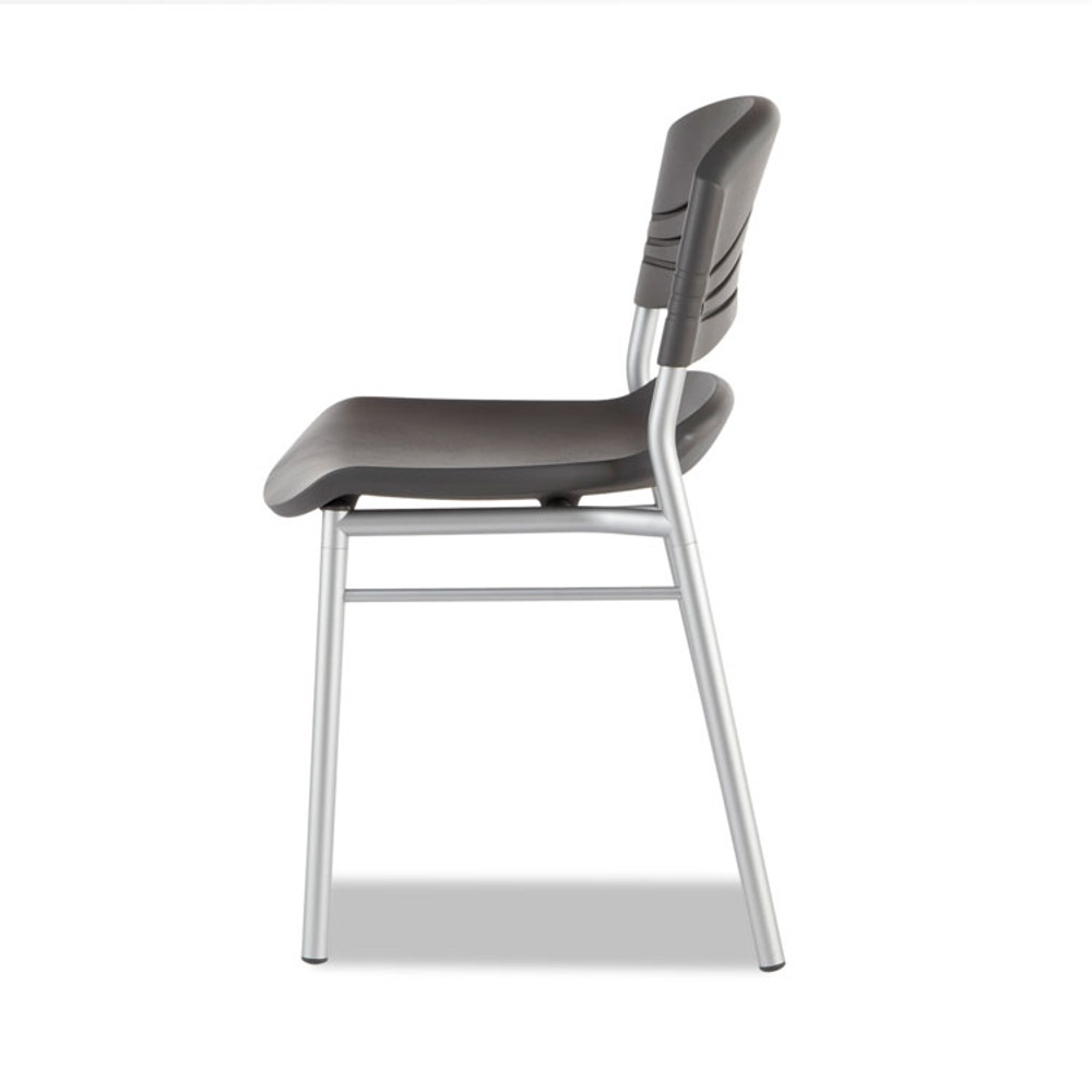 ICEBERG ENTERPRISES 64517 CafeWorks Chair, Supports Up to 225 lb, 18" Seat Height, Graphite Seat/Back, Silver Base, 2/Carton