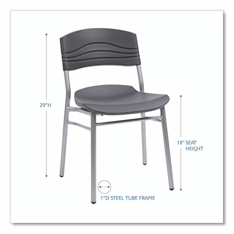 ICEBERG ENTERPRISES 64517 CafeWorks Chair, Supports Up to 225 lb, 18" Seat Height, Graphite Seat/Back, Silver Base, 2/Carton