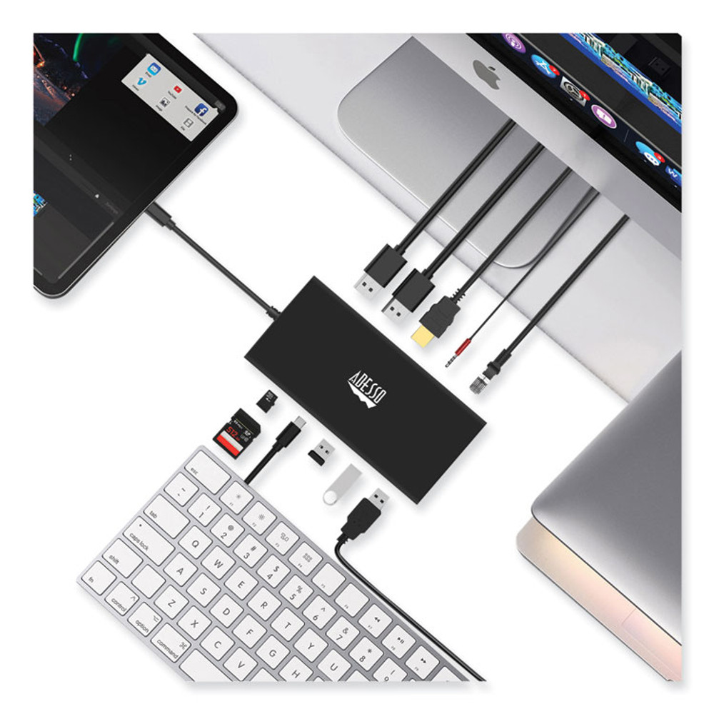ADESSO INC AUH4060 12-in-1 USB-C Multi-Port TAA Compliant Docking Station, Black
