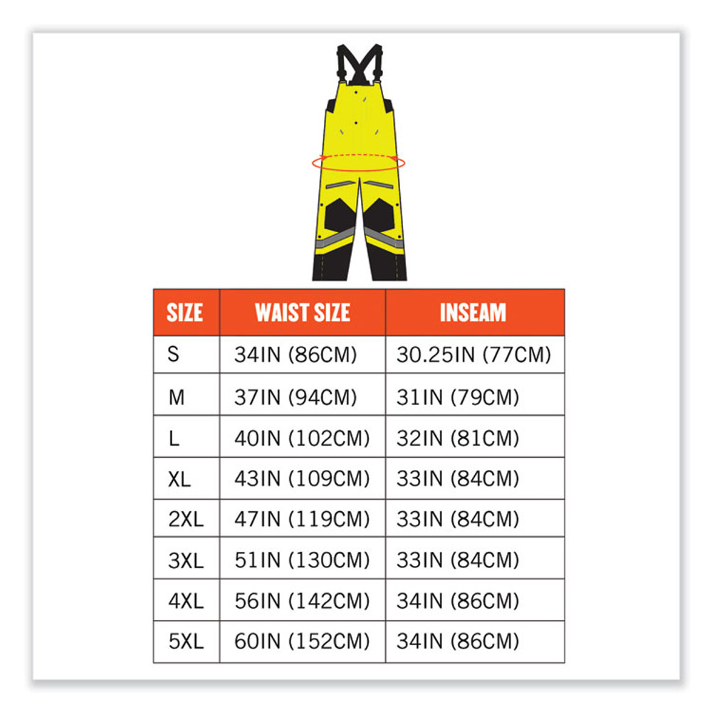 TENACIOUS HOLDINGS, INC. ergodyne® 25524 GloWear 8928 Class E Hi-Vis Insulated Bibs, Large, Lime