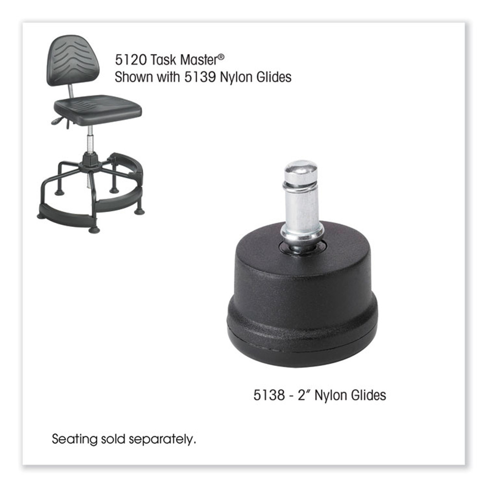 SAFCO PRODUCTS 5138 Task Master Nylon Glides, Grip Ring Stem, 2" x 1.38" Glide, Black, 5/Set