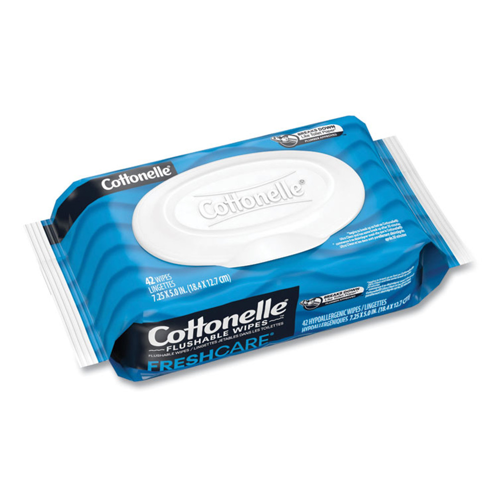 KIMBERLY CLARK Cottonelle® 44932 Fresh Care Flushable Cleansing Cloths, 1-Ply, 3.75 x 5.5, White, 42/Pack