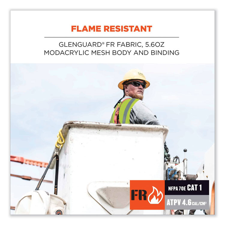 TENACIOUS HOLDINGS, INC. ergodyne® 21493 GloWear 8260FRHL Class 2 FR Safety Hook and Loop Vest, Modacrylic/Kevlar, Small/Medium, Lime