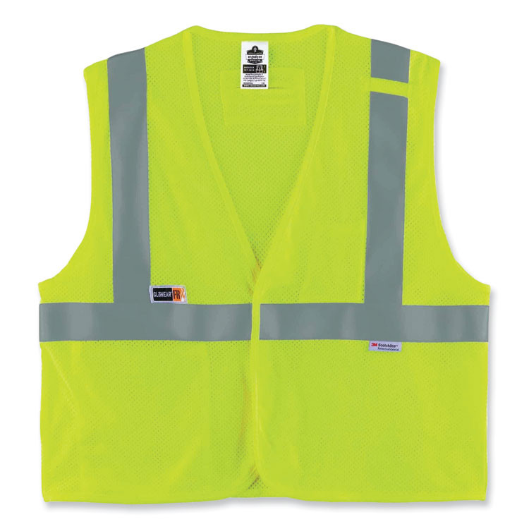 TENACIOUS HOLDINGS, INC. ergodyne® 21493 GloWear 8260FRHL Class 2 FR Safety Hook and Loop Vest, Modacrylic/Kevlar, Small/Medium, Lime