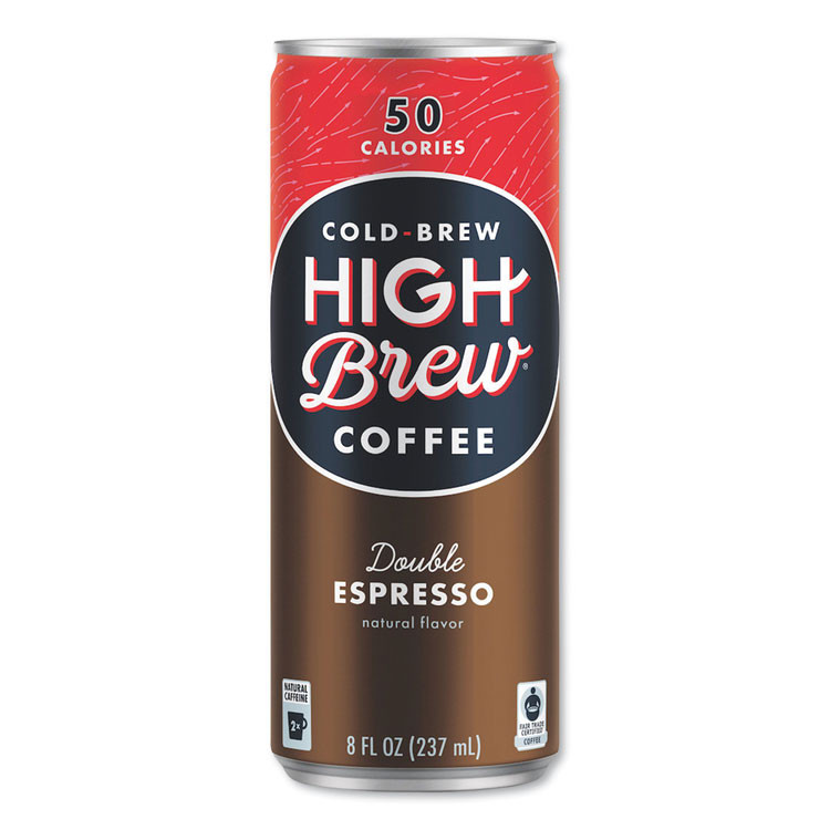 HIGH BREW COFFEE 00500 Cold Brew Coffee + Protein, Double Expresso, 8 oz Can, 12/Pack
