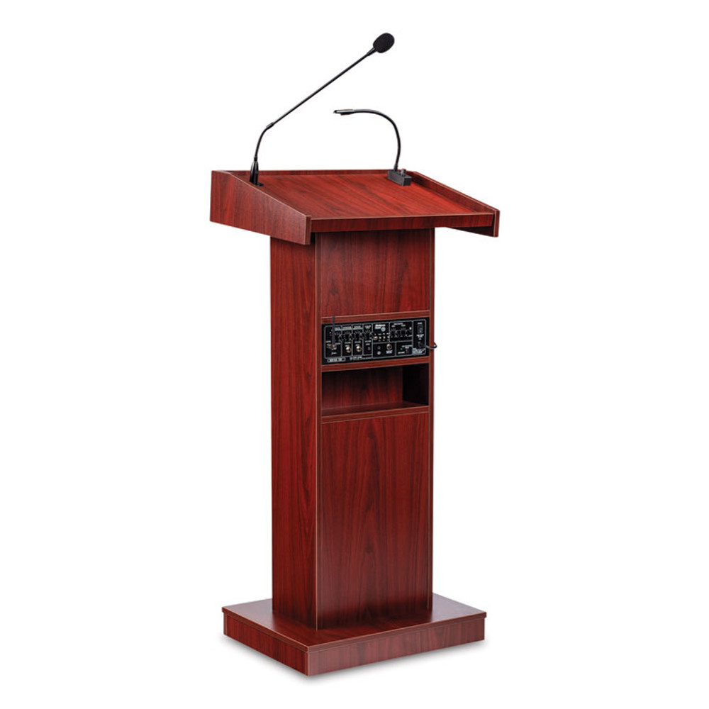 NATIONAL PUBLIC SEATING Oklahoma Sound® 800XMY Orator Lectern, 22 x 17 x 46, Mahogany