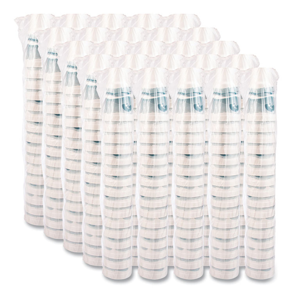 DART 32AJ20H Horizon Hot/Cold Foam Drinking Cups, 32 oz, White/Teal, 16/Bag, 25 Bags/Carton