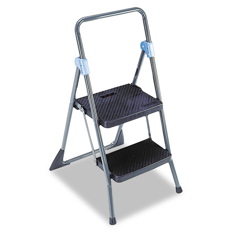 COSCO 11-829GGB Commercial 2-Step Folding Stool, 300 lb Capacity, 20.5 x 24.75 x 39.5, Gray