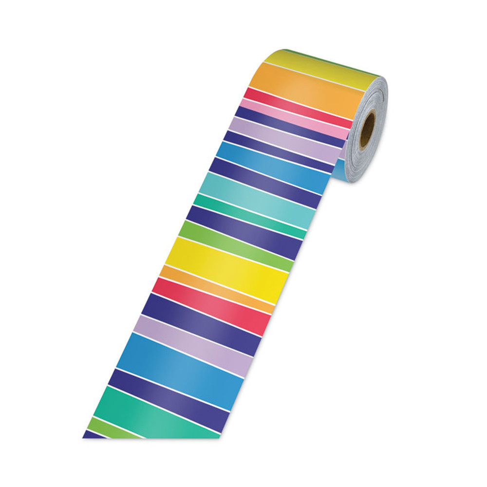 CARSON-DELLOSA EDUCATION 108475 Rolled Borders, Straight Border, Back to School: Rainbow, 2.25" x 65 ft, Multicolor