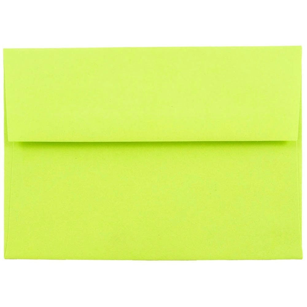 JAM PAPER AND ENVELOPE 52610 JAM Paper Booklet Invitation Envelopes, A6, Gummed Seal, Lime Green, Pack Of 25