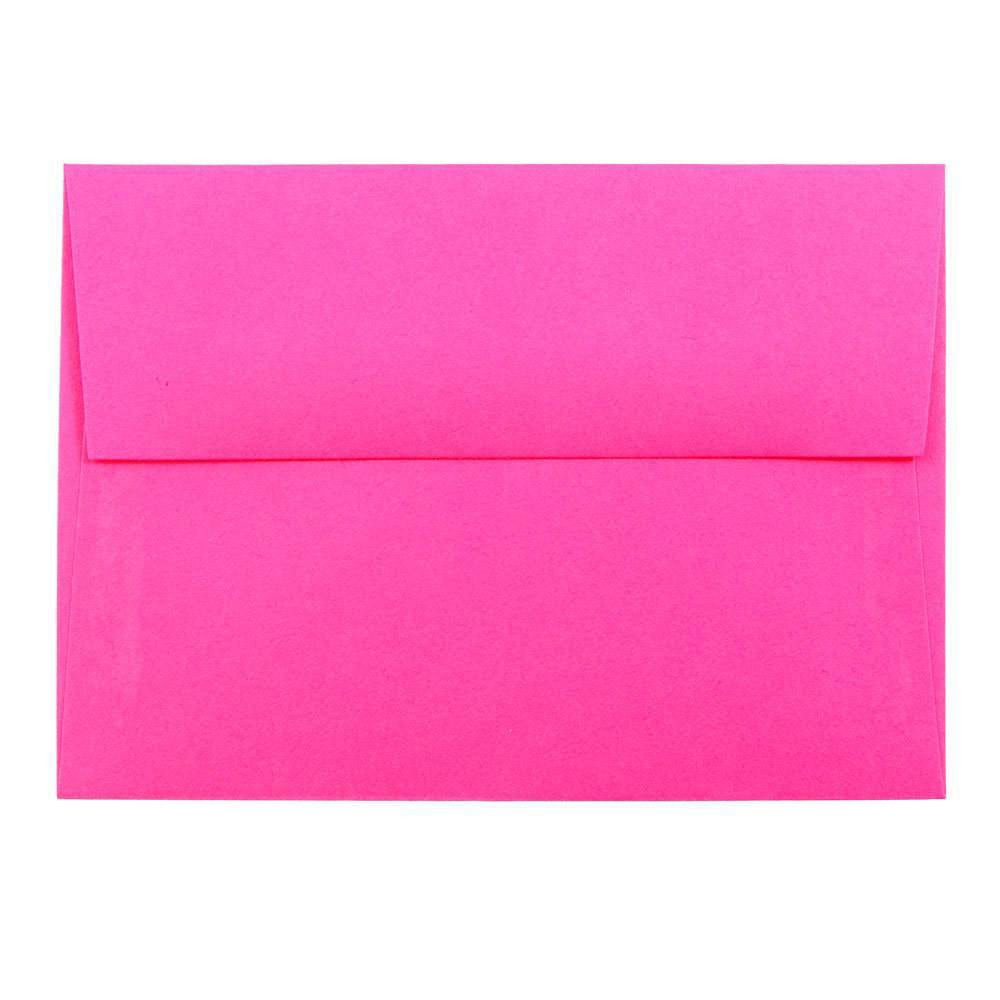 JAM PAPER AND ENVELOPE JAM Paper 15790  Booklet Envelopes, #4 Bar (A1), Gummed Seal, Fuchsia Pink, Pack Of 25