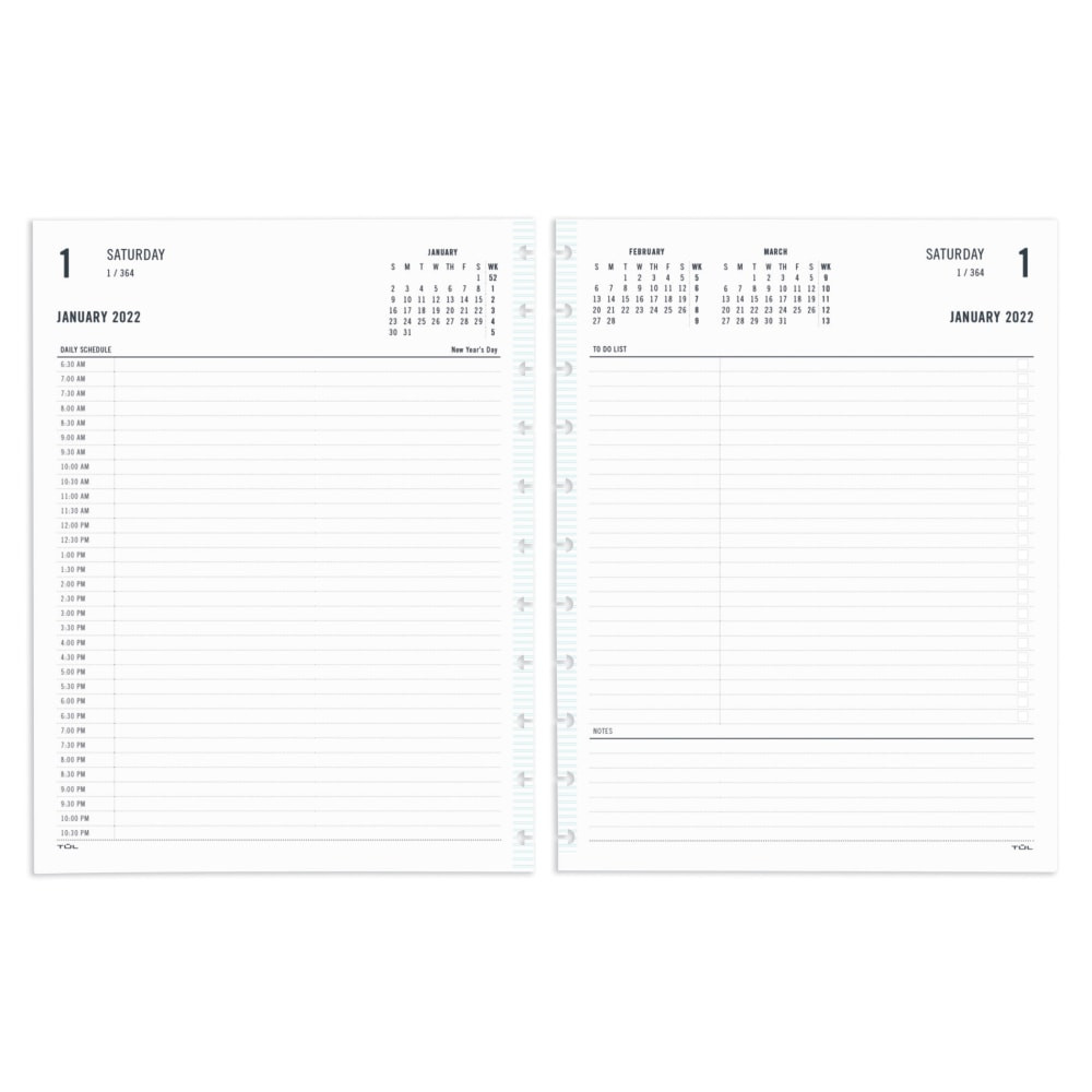 OFFICE DEPOT TULLTFLR-2PGF-RY22 TUL Discbound Daily Refill Pages, Letter Size, Fashion, 2 Pages Per Day, January To December 2022, TULLTFLR-2PGF