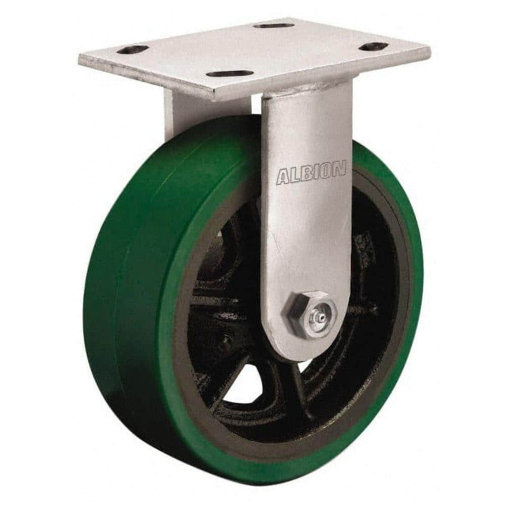 Albion 16PD04201R Rigid Top Plate Caster: Polyurethane, 4" Wheel Dia, 2" Wheel Width, 700 lb Capacity, 5-5/8" OAH